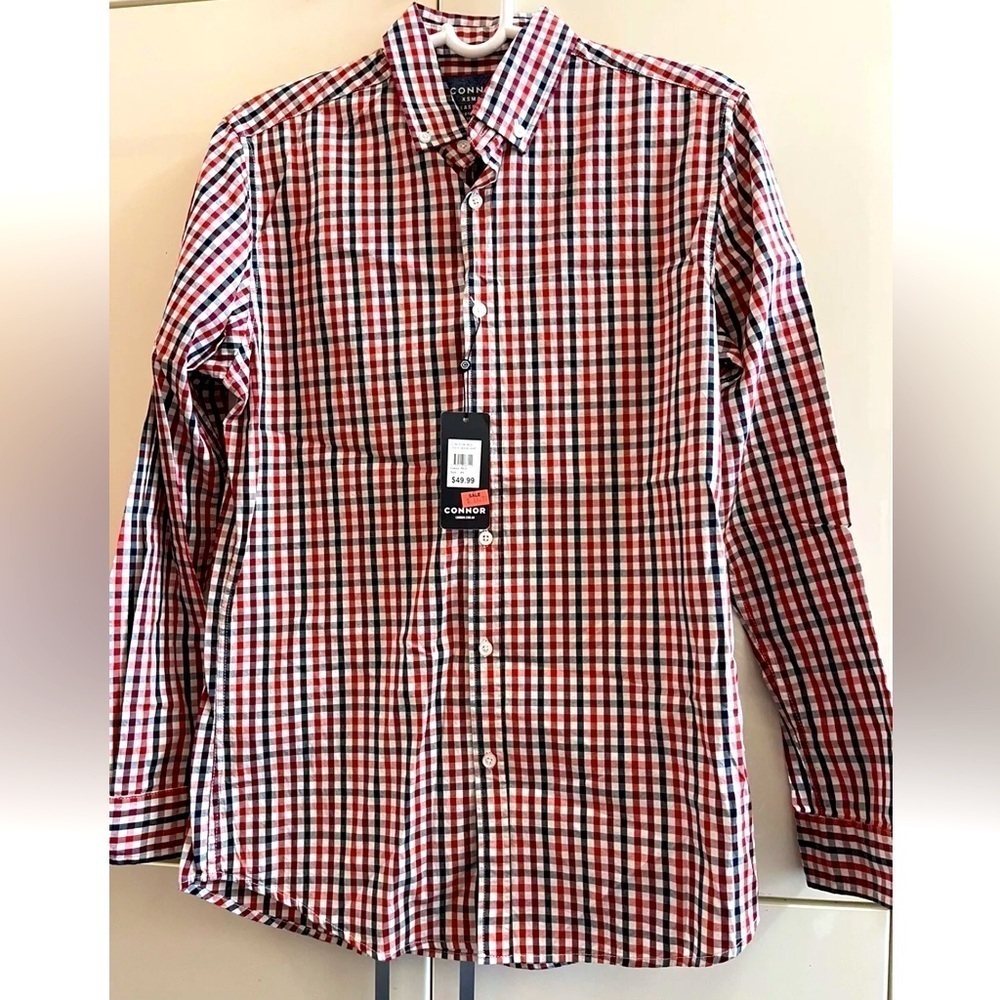 Connor Men's  Checkered cotton Long Sleeve Collared Button Up Shirt Size XS